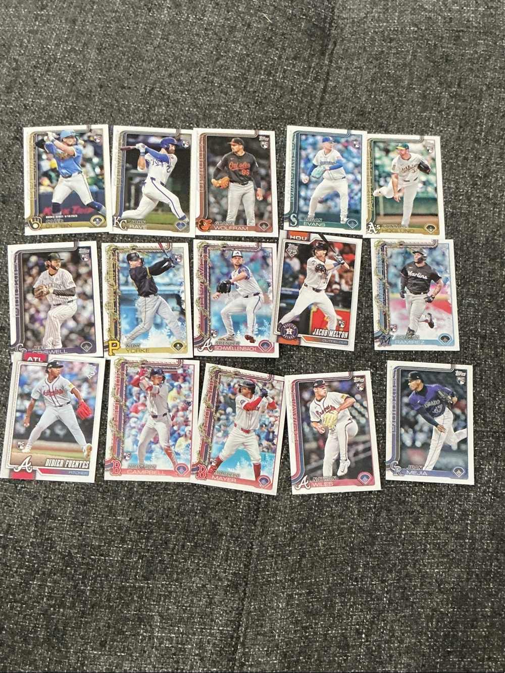 Baseball Rookies Trading Card Lot - 15 cards in total